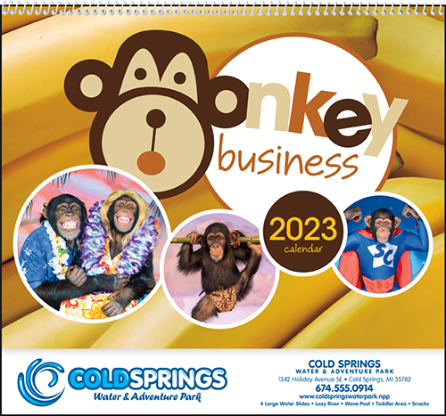 Monkey Business Spiral Bound Wall Calendar for 2023